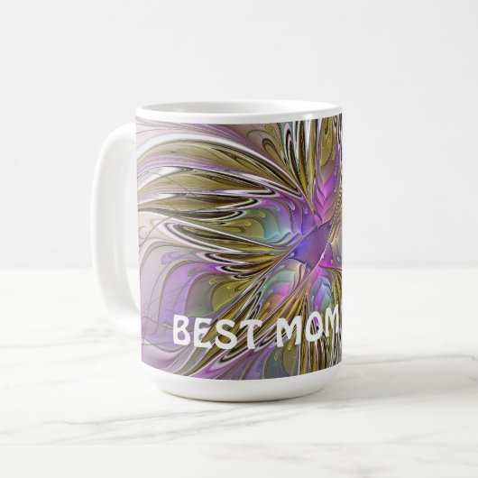 Mug Floral Abstrait Fractal Avec Rose & Or Meilleure M (Devant gauche)