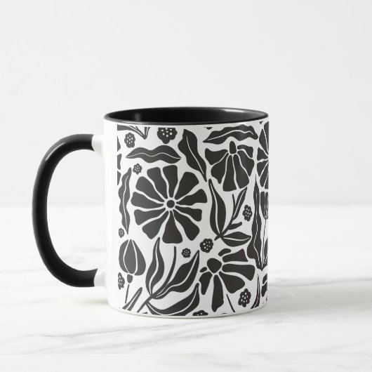 Mug Floral Abstrait noir et blanc gras (Gauche)