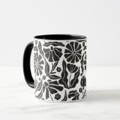 Mug Floral Abstrait noir et blanc gras (Devant gauche)
