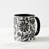 Mug Floral Abstrait noir et blanc gras (Devant droit)