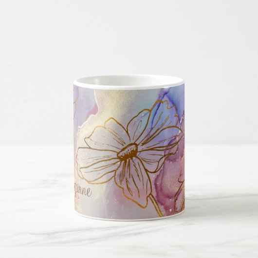 Mug Floral Abstrait rose pourpre nommé (Centre)