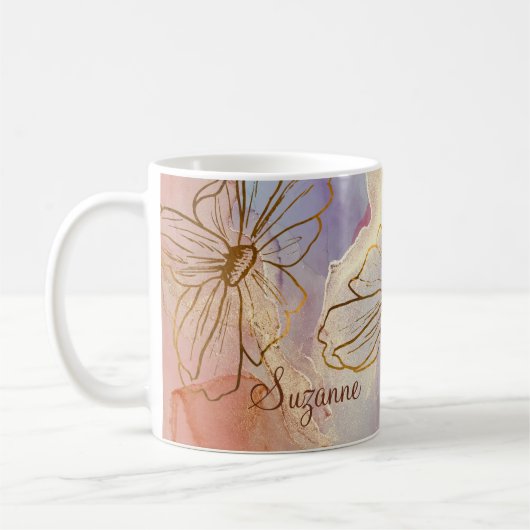 Mug Floral Abstrait rose pourpre nommé (Gauche)