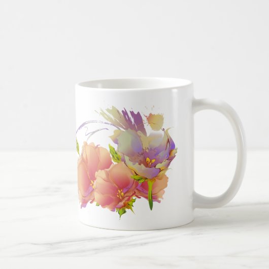 Mug Floral Aquarelle peinture Nom personnalisé (Droite)