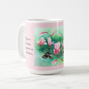 Mug Floral avec papillons, avec Verse Romans 12:12