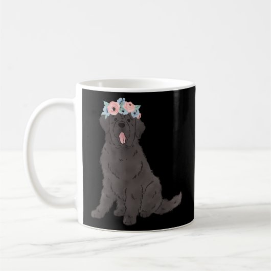 Mug Floral Black Newfie Terre-Neuve Chien Maman (Gauche)