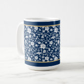 Mug floral blanc marine (Devant gauche)