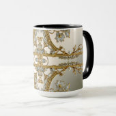 Mug floral blanc orné d'or (Devant droit)