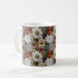 Mug Floral blanc rouge or