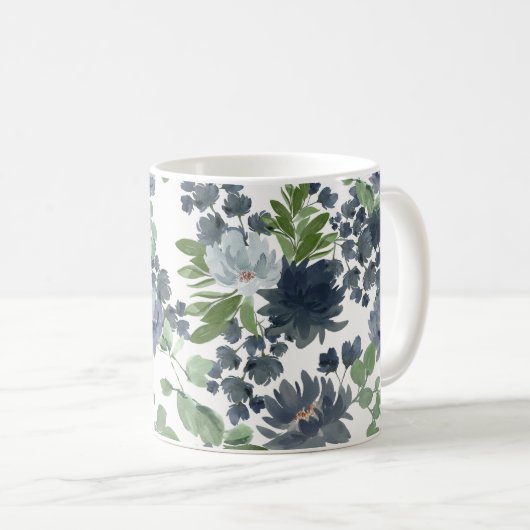 Mug floral bleu (Devant droit)