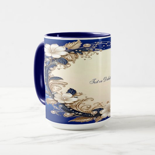 Mug Floral Bleu Blanc (Devant gauche)