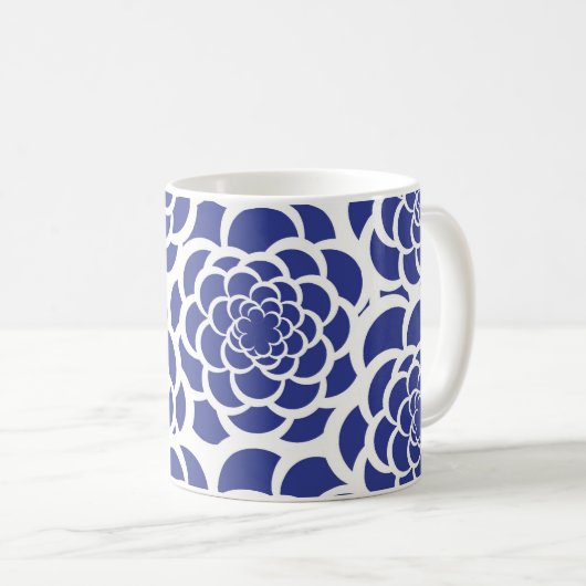 Mug floral bleu et blanc (Devant droit)