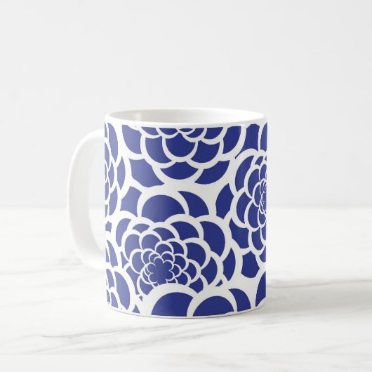 Mug floral bleu et blanc (Devant gauche)