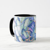 Mug Floral Bleu Et Faux Or (Devant gauche)