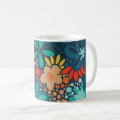 Mug Floral bleu foncé moderne (Devant droit)