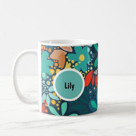 Mug Floral bleu foncé moderne (Gauche)