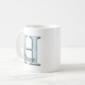Mug Floral bleu Imprimer H monogramme initiales Coffee (Devant gauche)