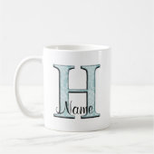 Mug Floral bleu Imprimer H monogramme initiales Coffee (Gauche)