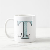 Mug Floral bleu Imprimer T initiales monogramme Café M (Gauche)