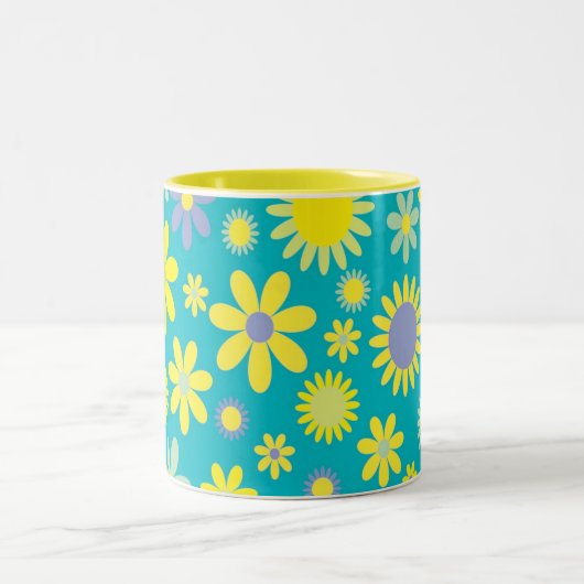 Mug floral bleu jaune (Centre)
