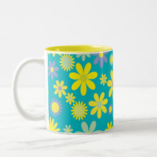Mug floral bleu jaune