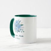 Mug Floral Bleu Personnalisé Je t'aime Maman (Devant gauche)