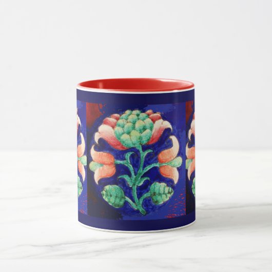 Mug FLORAL, bleu rose vert (Centre)