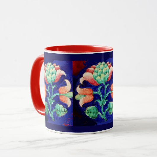 Mug FLORAL, bleu rose vert (Devant gauche)