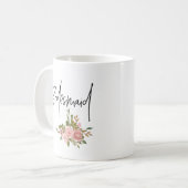 Mug Floral Blush et Rose Gold Bridesmaid (Devant gauche)