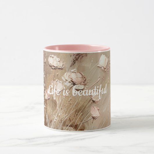 Mug Floral Boho Beige Blanc (Centre)