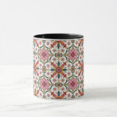 Mug Floral Boho Pattern in Red, Pink & Teal (Centre)