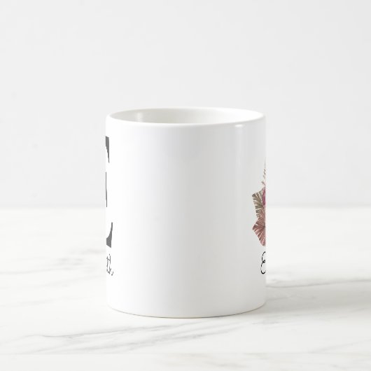 Mug Floral Boho rose moderne E initial (Centre)