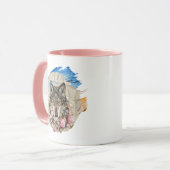 Mug Floral Boho Wolf with Paint Accents  📄 Descriptio (Devant gauche)