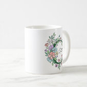 Mug Floral Botanical Monogram | Custom Text Elegant Co (Devant droit)