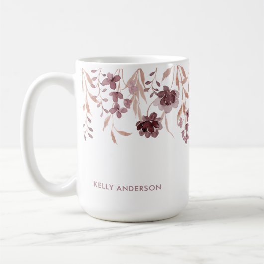 Mug Floral Botanique Feuillage Tendance Monogrammé (Gauche)