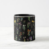 Mug Floral botanique noir fleur sauvage (Centre)