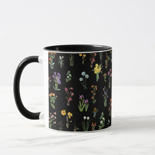 Mug Floral botanique noir fleur sauvage (Gauche)