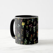 Mug Floral botanique noir fleur sauvage (Devant gauche)
