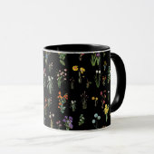 Mug Floral botanique noir fleur sauvage (Devant droit)