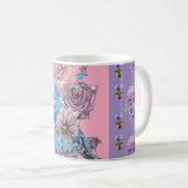 Mug floral bougie bougie bleu pourpre peint à la m (Devant droit)