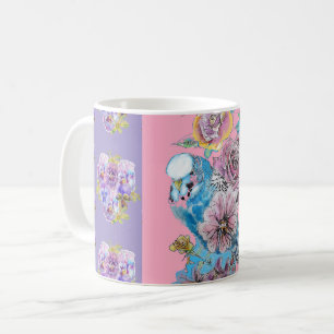 Mug floral bougie bougie bleu pourpre peint à la m