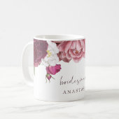 Mug Floral Bourgogne Mariage Bridesmaid (Devant gauche)