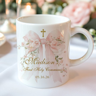 Mug Floral Bow First Holy Communion Religious Favor