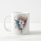 Mug Floral Bull Skull Watercolor Art (Gauche)