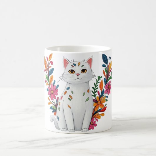 Mug Floral Cat (Centre)