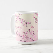 Mug Floral Cerisier Fleur Monogramme Fille Rose (Devant gauche)