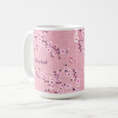 Mug Floral Cerisier Fleur Monogramme Parties scintilla (Devant gauche)