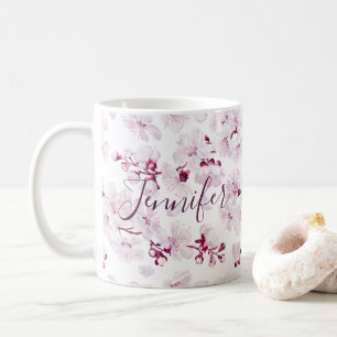 Mug Floral Cerisier Fleur Sakura Nom personnalisé Fill