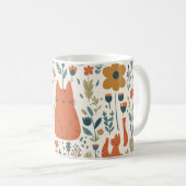 Mug Floral Chat Orange Mignon | Art Populaire Scan (Devant droit)