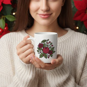 Mug Floral cherry with poinsettia festive botanical