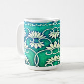 Mug Floral chinois bleu-vert (Devant gauche)